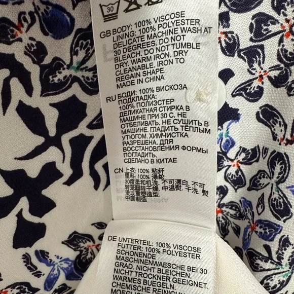 Reiss Livia Mosaic Print Split Midi Dress Floral Blue White Navy 7 - Picture 12 of 12